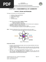 Chapter 1: Fundamentals of Chemistry: Lesson 2: Atoms and Molecules