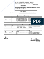 University of Health Sciences Lahore: Examination Centre: Multan Medical and Dental College, Multan