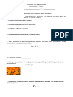 Ejemplo Evaluación Reforzamiento Matemática 8° Básico