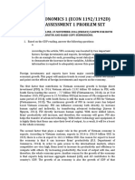 MACROECONOMICS 1 (ECON 1192/1192D) Group Assessment 1 Problem Set