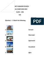 Scholar'S Paradise School ANNUAL EXAM 2020-2021 Class - Ukg EVS 30 Marks Question - 1 Match The Following. 5 Marks