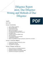 Due Diligence Report Preparation