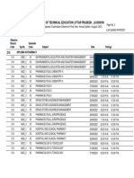 Board of Technical Education, Uttar Pradesh, Lucknow: Branch Code QP - No. Semester Code Subject Date Timings Effective