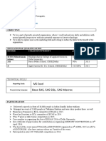 Curriculum Vitae: Base SAS, SAS SQL, SAS Macros