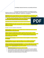 Week 05 - Notes Pre-Read Chapter 10 - Ethical Decision Making: Corporate Governance, Accounting and Finance Corporate Governance