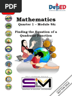 Final Mathematics 9 Q1 Module 9A Finding The Equation of A Quadratic Function 1