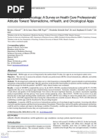 Mobile Apps in Oncology: A Survey On Health Care Professionals' Attitude Toward Telemedicine, Mhealth, and Oncological Apps