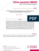 BAJULAZ (2012) Le Sentiment de Sécurité Psychologique Dans Les Apprentissages en Contexte de Travail Humanitaire - Une Étude de Cas