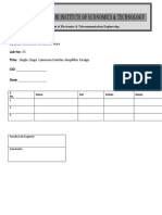 Course: Electronic Circuit Devices Lab No: 05 Title: Single Stage Common Emitter Amplifier Design CID: - Date