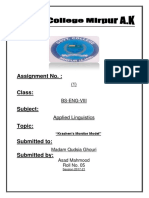 Krashen's Monitor Model Assignment