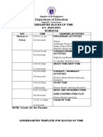 Department of Education: Kindergarten Blocks of Time S.Y. 2020-2021 Schedule