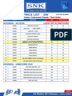 Price List - 2W: (Lock Set / Switches / Instrument Cluster / Tank Units)