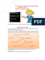 Lesson Plan of HCF Up To 2 Digits Using Prime Factorization Method