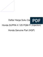 Daftar Harga Suku Cadang Honda SUPRA X 125 PGM-FI (Injection) Honda Genuine Part (HGP)