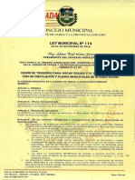 Ley 114 Cesión de Terrenos para Áreas Verdes y o Equipamiento Vías de Circulación y Planes Municipales de Interés Social