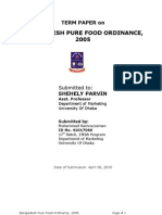 Bangladesh Pure Food Ordinance, 2005: Term Paper On