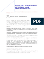 Modelo TUTELA PARA RECLAMACIÓN DE SERVICIOS DE Salud