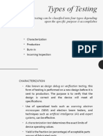 Types of Testing: VLSI Testing Can Be Classified Into Four Types Depending Upon The Specific Purpose It Accomplishes