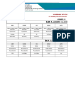 Schedule of Exams: Grade 11 JANUARY 15, 2019 (TUESDAY)