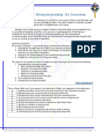 Module 1: Entrepreneurship: An Overview: Learning Outcomes