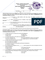 Fourth Quarter Long Assessment Science 7: Class #