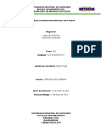 Lab 9. Informe de Laboratorio Mecánica de Fluidos