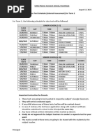 Class Test Schedule For Term 2 - Notice For Parents (2021-22)