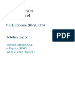 Mark Scheme (RESULTS) October 2020: Pearson Edexcel GCE in Physics (8PH0) Paper 2: Core Physics II