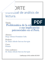 Problemática de La Educación y Sus Implicancias Psicosociales en El Perú y La Escuela Del Silencio