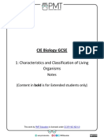 Summary Notes - Topic 1 Characteristics and Classification of Living Organisms - CAIE Biology IGCSE