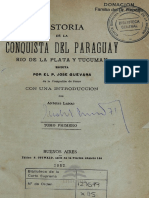 Historia de La Conquista Del Paraguay-Río de La Plata y Tucumán-Padre José Guevara-Tomo 1-Con Introducción de Andrés Lamas-1882