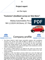 Project Report: "Customer's Feedback Survey On Tata Nano". at