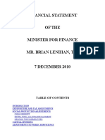 Financial Statement of The Minister For Finance Mr. Brian Lenihan, T.D