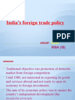 India's Foreign Trade Policy: Mba (Ib)