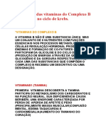 A Funçaão Das Vitaminas Do Complexo B No Ciclo de Krebs