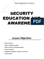 Basic Investigation Course: Security Education and Awareness