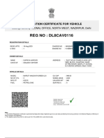 Reg No: Dl8Cav0116: Registration Certificate For Vehicle