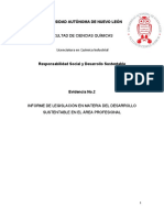 Informe de Legislación en Materia Del Desarrollo Sustentable en El Área Química