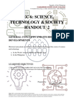 Gec 6: Science, Technology & Society Handout 2: General Concepts and Sts Historical Developments