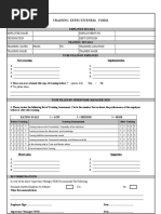 Training Effectiveness Form