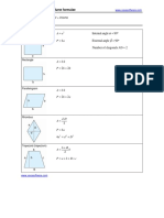 Area, Perimeter and Volume Formulae: Plane Shapes