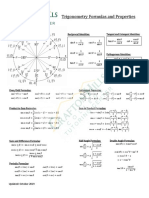 Trigonometry Formulas and Properties: Updated: October 2019