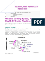 What Is Cutting Speed, Feed, Depth of Cut in Machine Tools