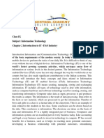 Class Ix Subject: Information Technology Chapter 2 Introduction To It - Ites Industry