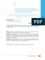 Papel de La Enfermera de Atención Primaria en La Detección Precoz Del Niño Con Trastorno Del Espectro Autista y Síndrome de Asperger