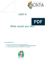 UNIT 9 - What Would You Like III