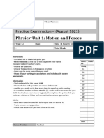 Practice Paper U1 - Forces and Motion