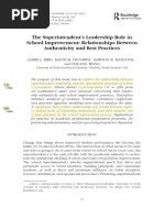 Bird Et Al. - 2013 - The Superintendent's Leadership Role in School Improvement Relationships Between Authenticity and Best Practices-Annotated