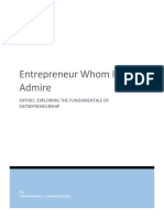 Entrepreneur Whom I Admire: Ent401: Exploring The Fundamentals of Entrepreneurship