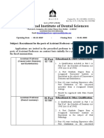 Notice For Recruitment For The Post of Assistant Professor On Contract Basis